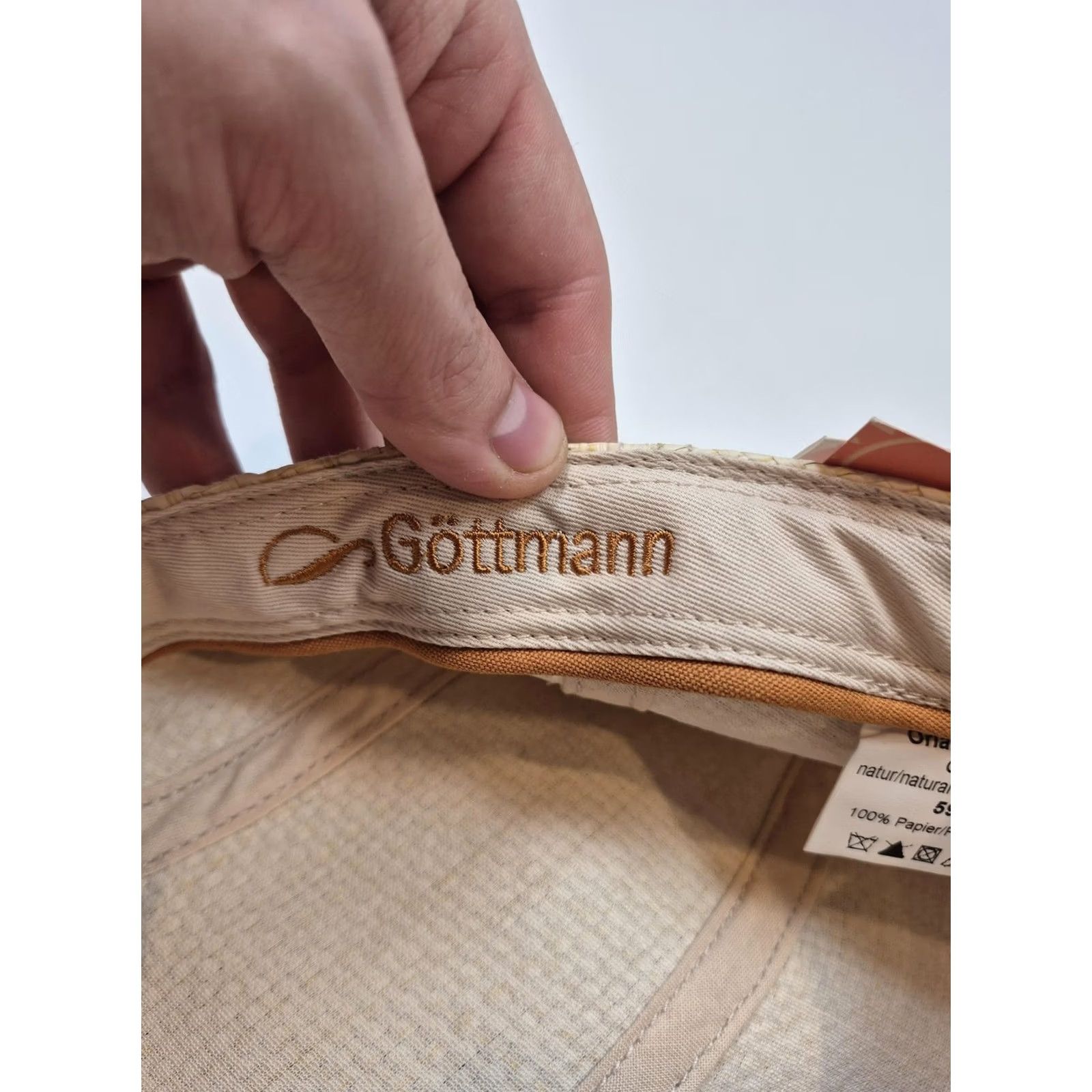 Vintage Göttmann Hat Flat Cap L Beige Straw Lined Lightweight Mens Cap Size ONE SIZE - 5 Thumbnail