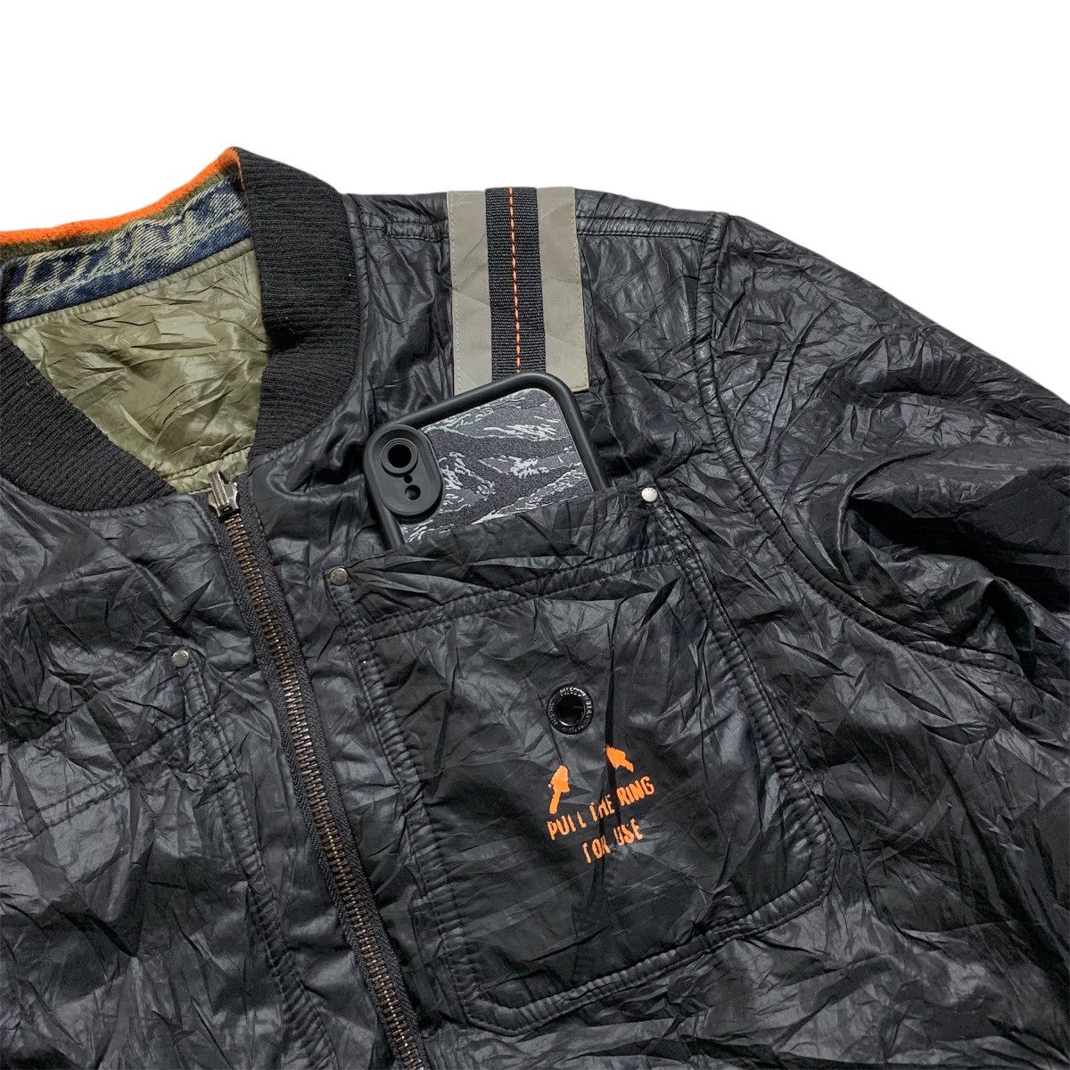 Diesel Reversible Diesel Bomber Jacket Black Green Army Reflective Size US L / EU 52-54 / 3 - 7 Thumbnail