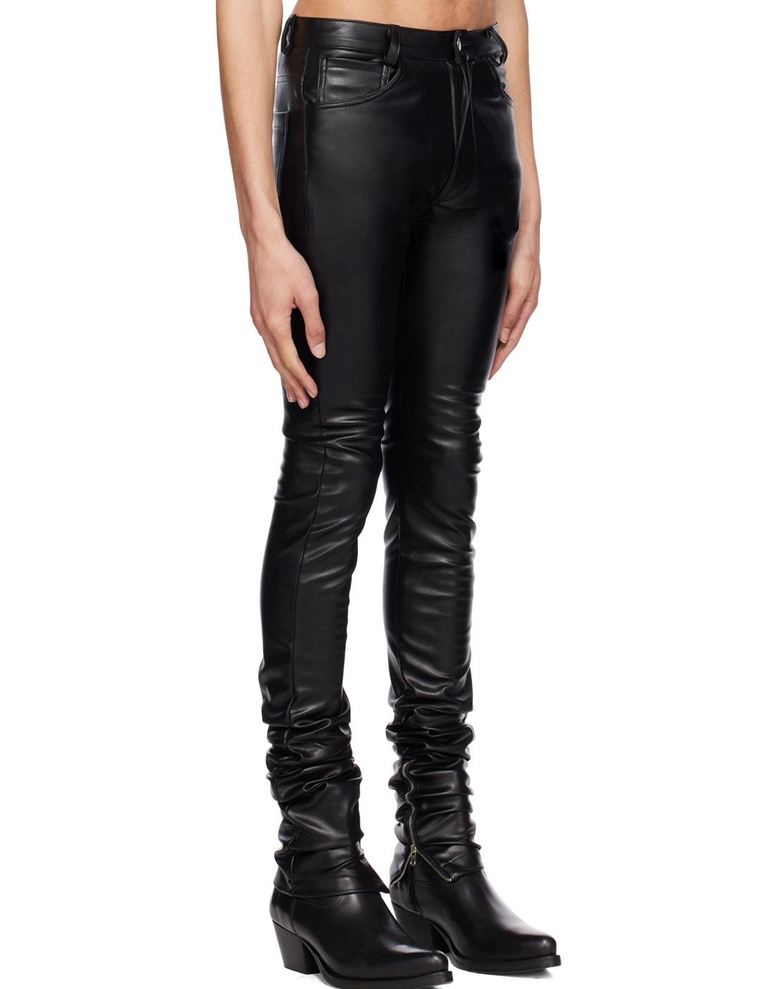 Theophilip Black Zip Leather Pants