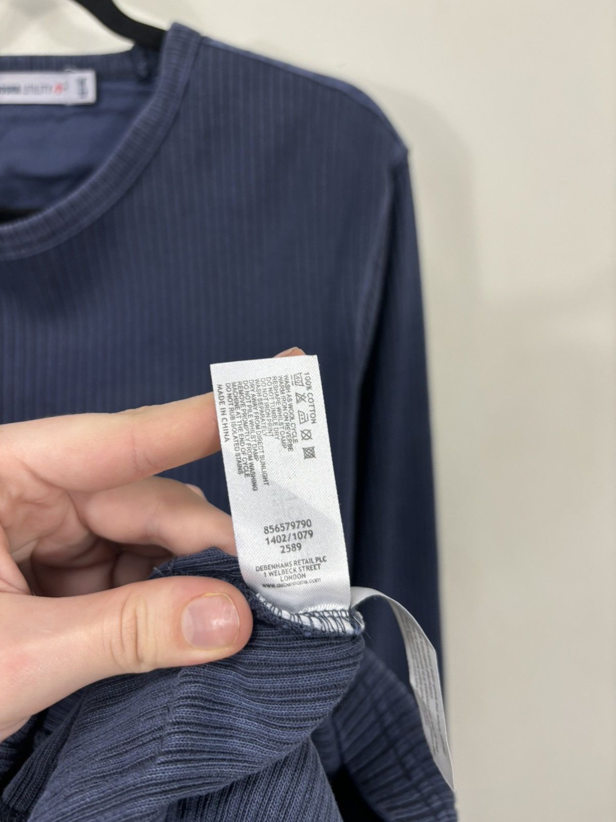 Nigel Cabourn Nigel Cabourn Utility Men’s Blue Ribbed Long Sleeve Tee Size US M / EU 48-50 / 2 - 10 Thumbnail
