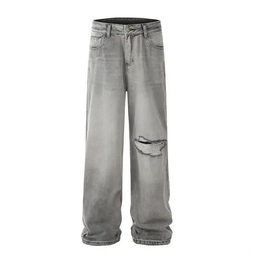 VIBE Men's loose hip-hop fashion washed casual ripped jeans Size US 32 / EU 48 - 1 Thumbnail