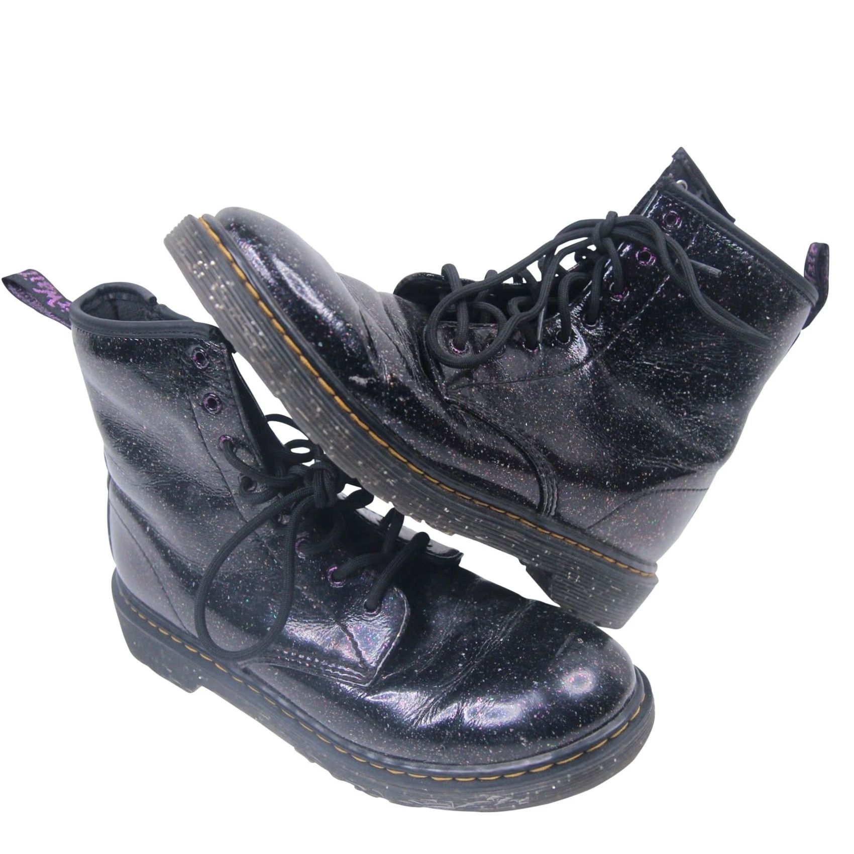 Dr. Martens VINTAGE Dr. Martens Glitter Sparkle Combat Boots Black Womens 7 Boots 9/10 1460 Women Size US 7 / IT 37 - 2 Thumbnail