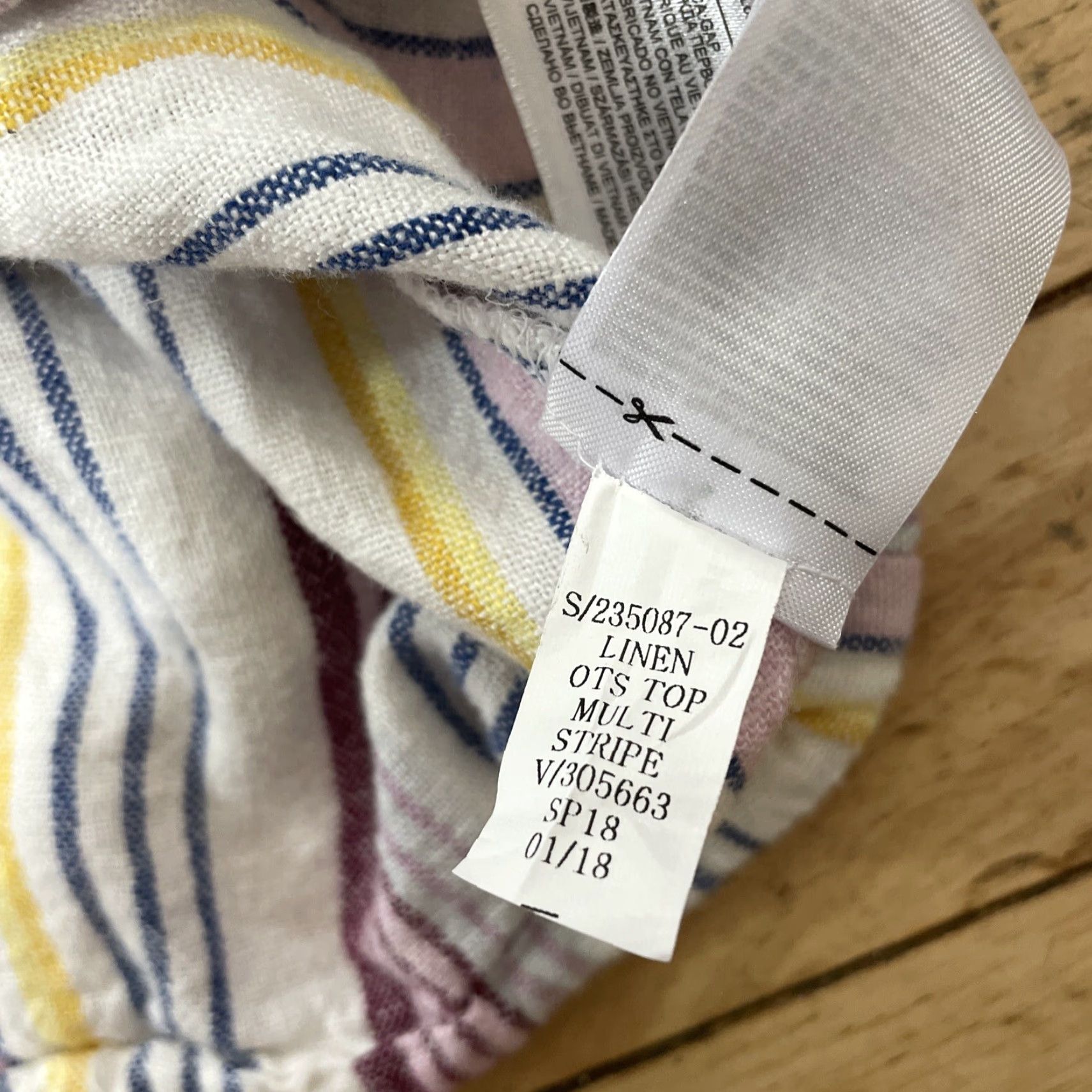 Gap GAP Linen OTS Striped Blouse Womens S Multicolor Retro 90s Coastal Casual Size S / US 4 / IT 40 - 5 Thumbnail
