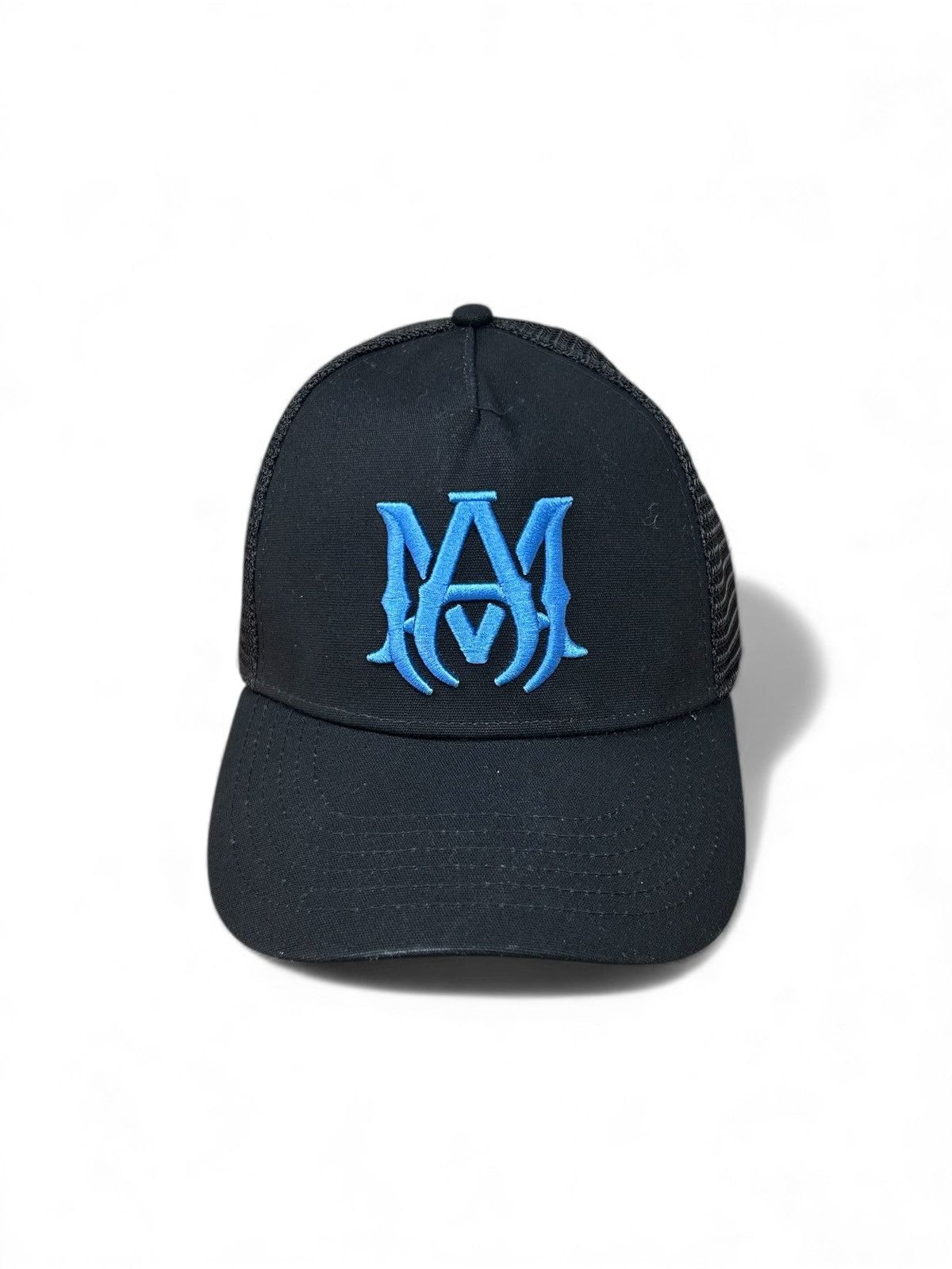 Amiri Amiri MA Logo Trucker Hat Black/Blue Size ONE SIZE - 1 Thumbnail
