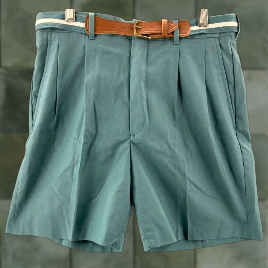 Vintage VINTAGE Knightsbridge Shorts Mens 30 Khaki Green Flat Front Wrinkle-Resistant Casual 90s, American, Fall Spring Summer Winter, Men Size US 30 / EU 46 - 1 Thumbnail