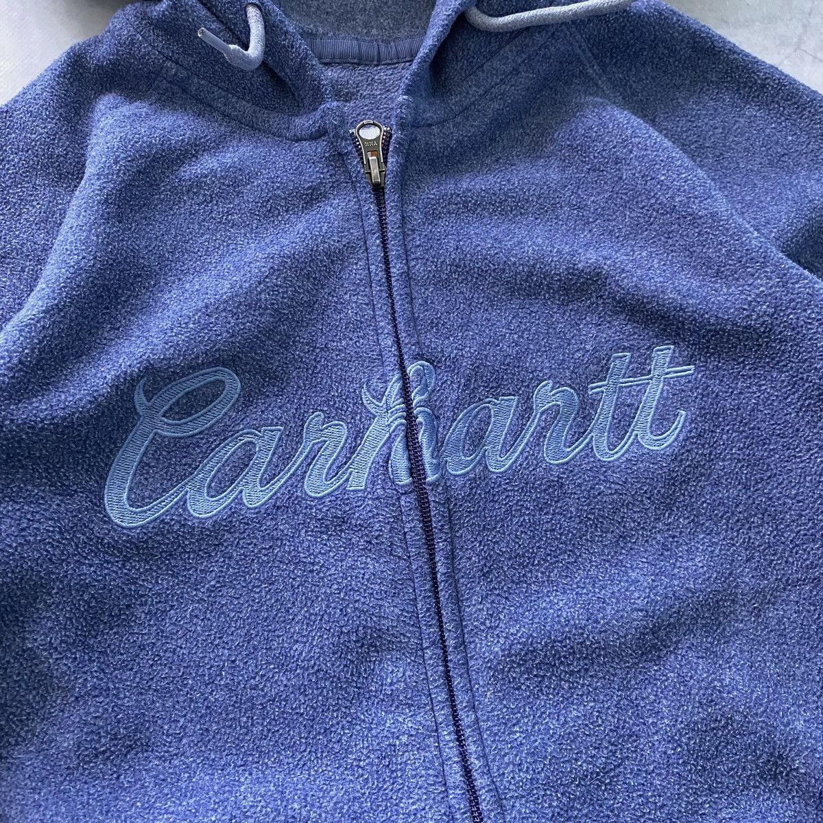 Carhartt × Vintage Vintage Carhartt Fleece Big Logo Zip Up Hoodie Y2K Size S / US 4 / IT 40 - 2 Thumbnail