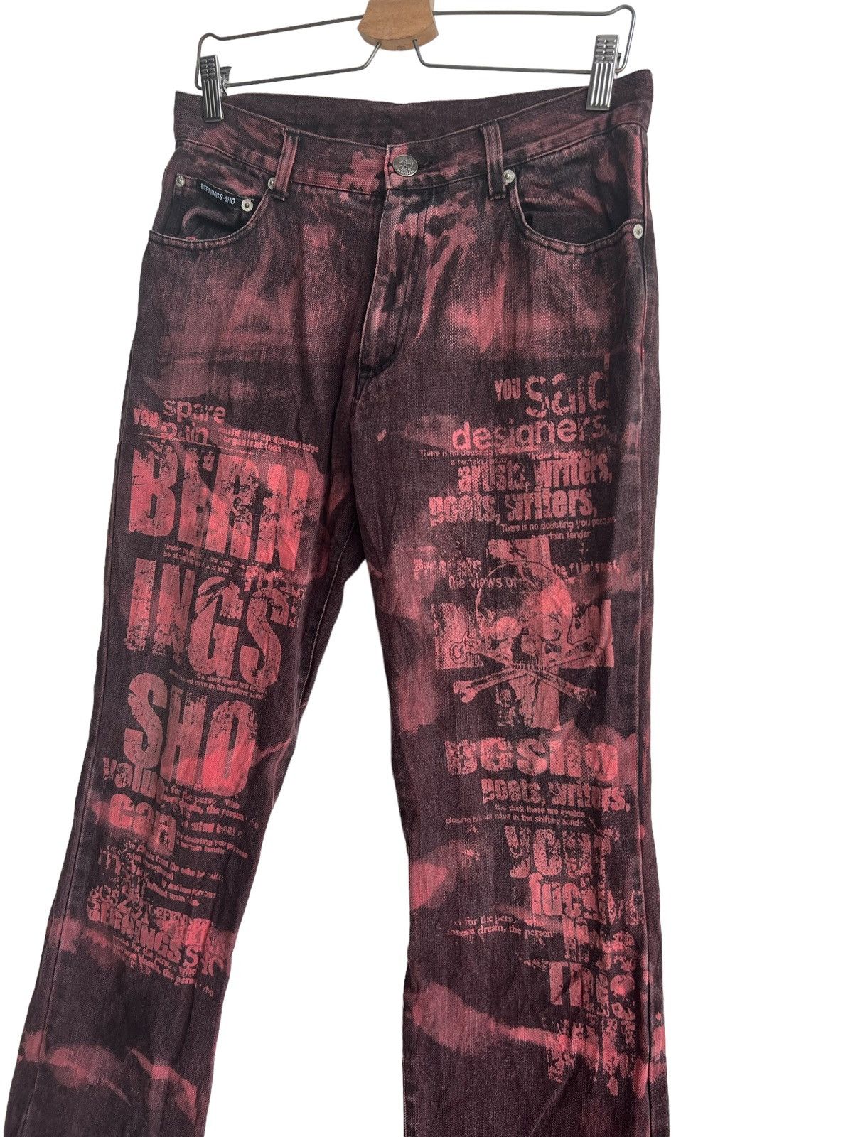 BERNINGS SHO 1990s Berning-Sho 🇯🇵 Anarchy Statement Baggy Jeans Denim Size US 33 - 5 Thumbnail