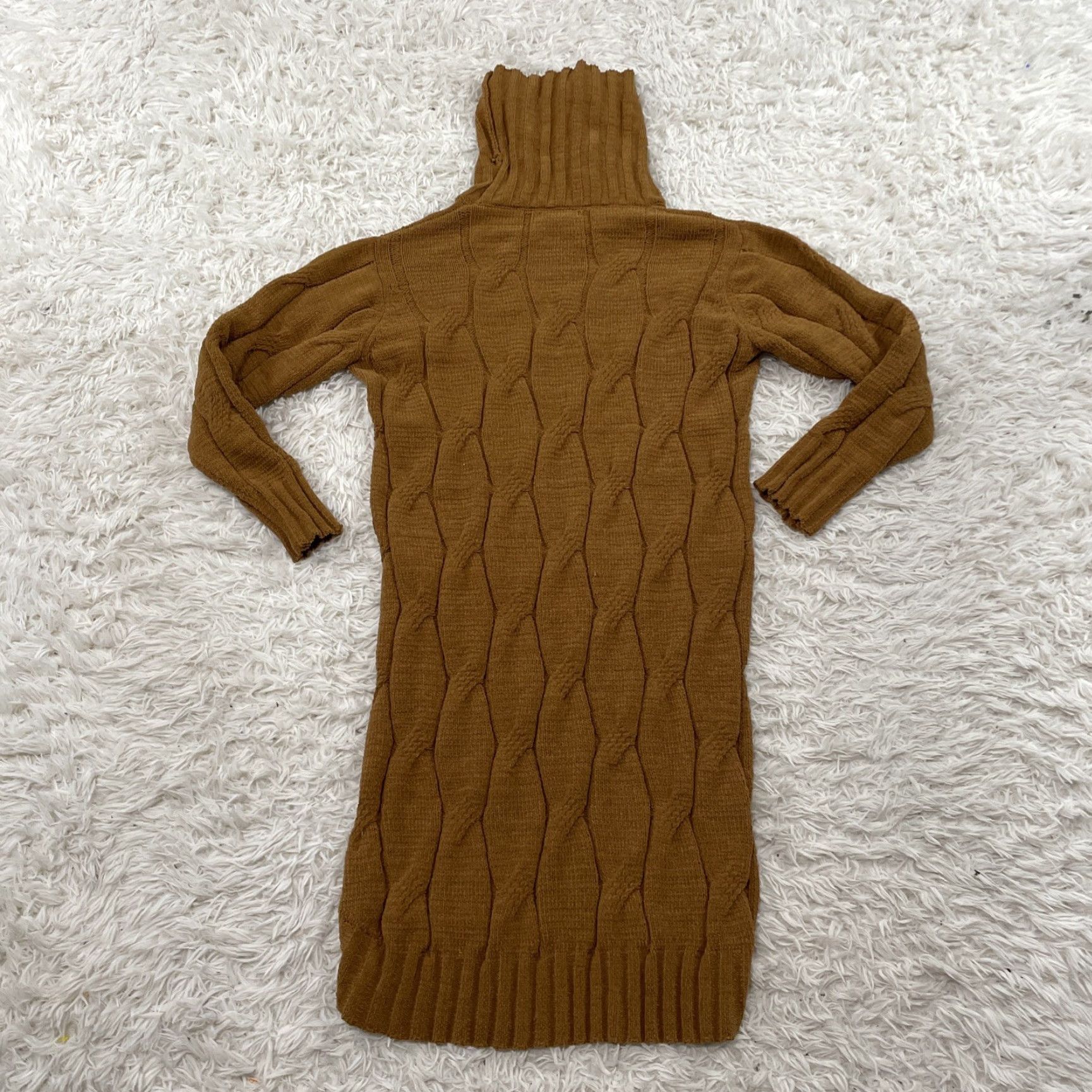 Vintage VINTAGE STITCHDROP Cable Knit Dress Women S Brown Turtleneck Chunky 90s Boho Minimalism Sweater Dress Size S / US 4 / IT 40 - 2 Thumbnail