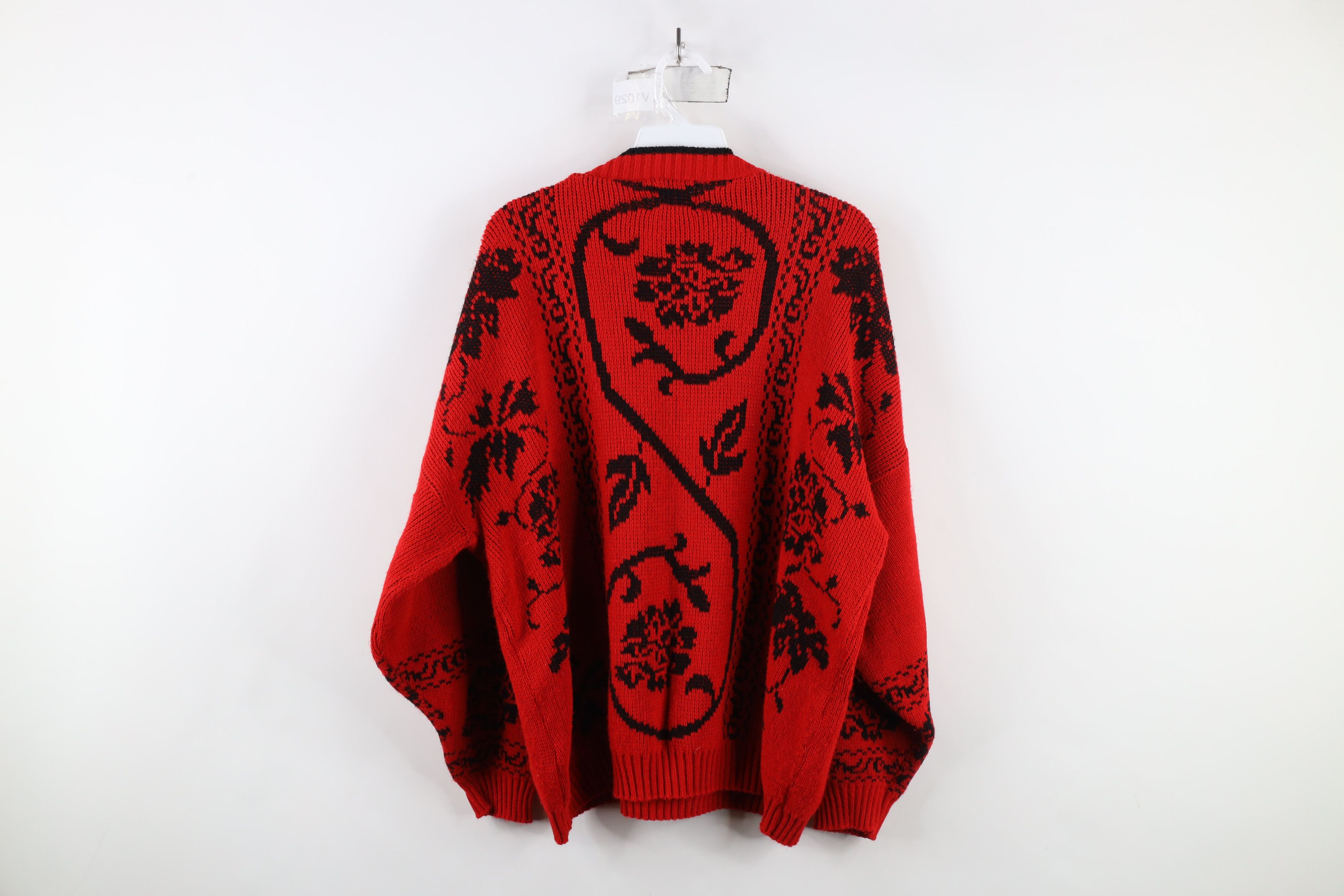 Vintage Vintage 90s Streetwear Flower Paisley Knit Sweater Red USA Size 3XL / US 20-22 - 8 Thumbnail
