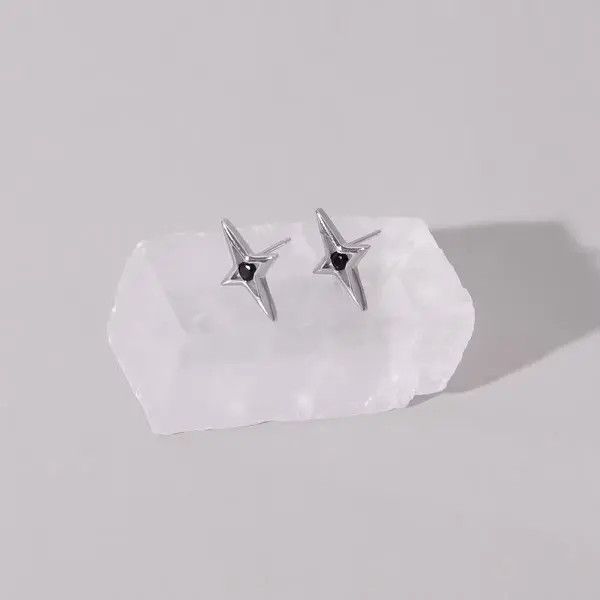 Designer 100%925 silver retro punk earrings Size ONE SIZE - 3 Thumbnail