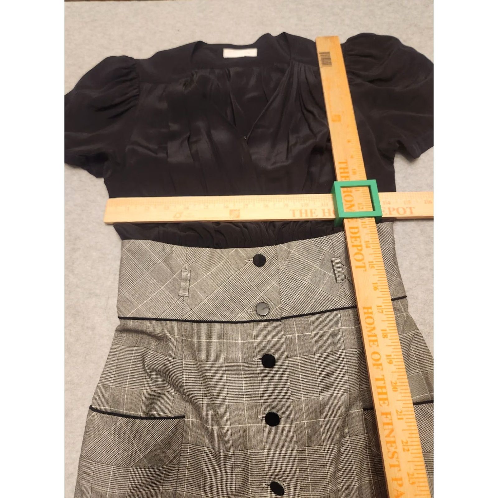 Badgley Mischka Vintage Badgley Mischka Dress Women's XS Midi Silk Top Plaid Skirt Cottagecore Size XS / US 0-2 / IT 36-38 - 7 Thumbnail