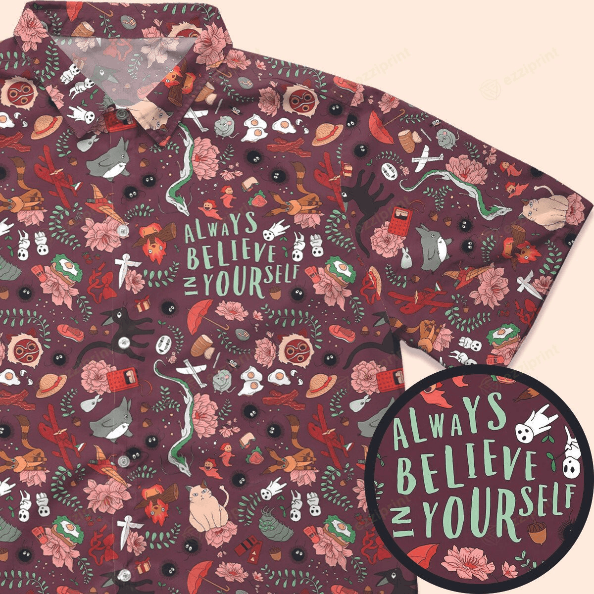 Designer × The Unbranded Brand Always Believe In Yourself Ghibli Characters Pattern Shirt Size US L / EU 52-54 / 3 - 1 Thumbnail