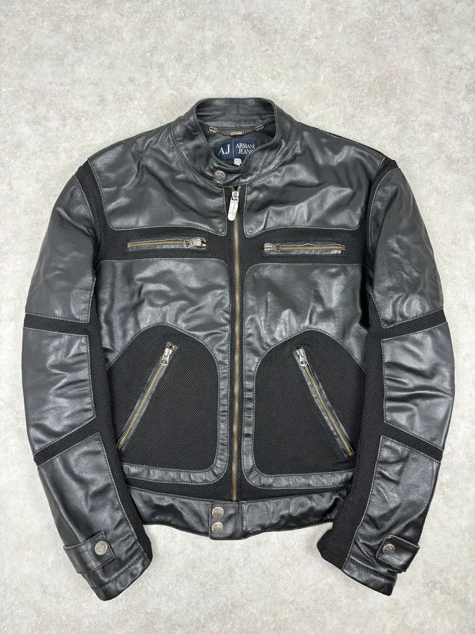 Armani 2000s Armani Black Hybrid Biker Leather Jacket Size US M / EU 48-50 / 2 - 1 Thumbnail