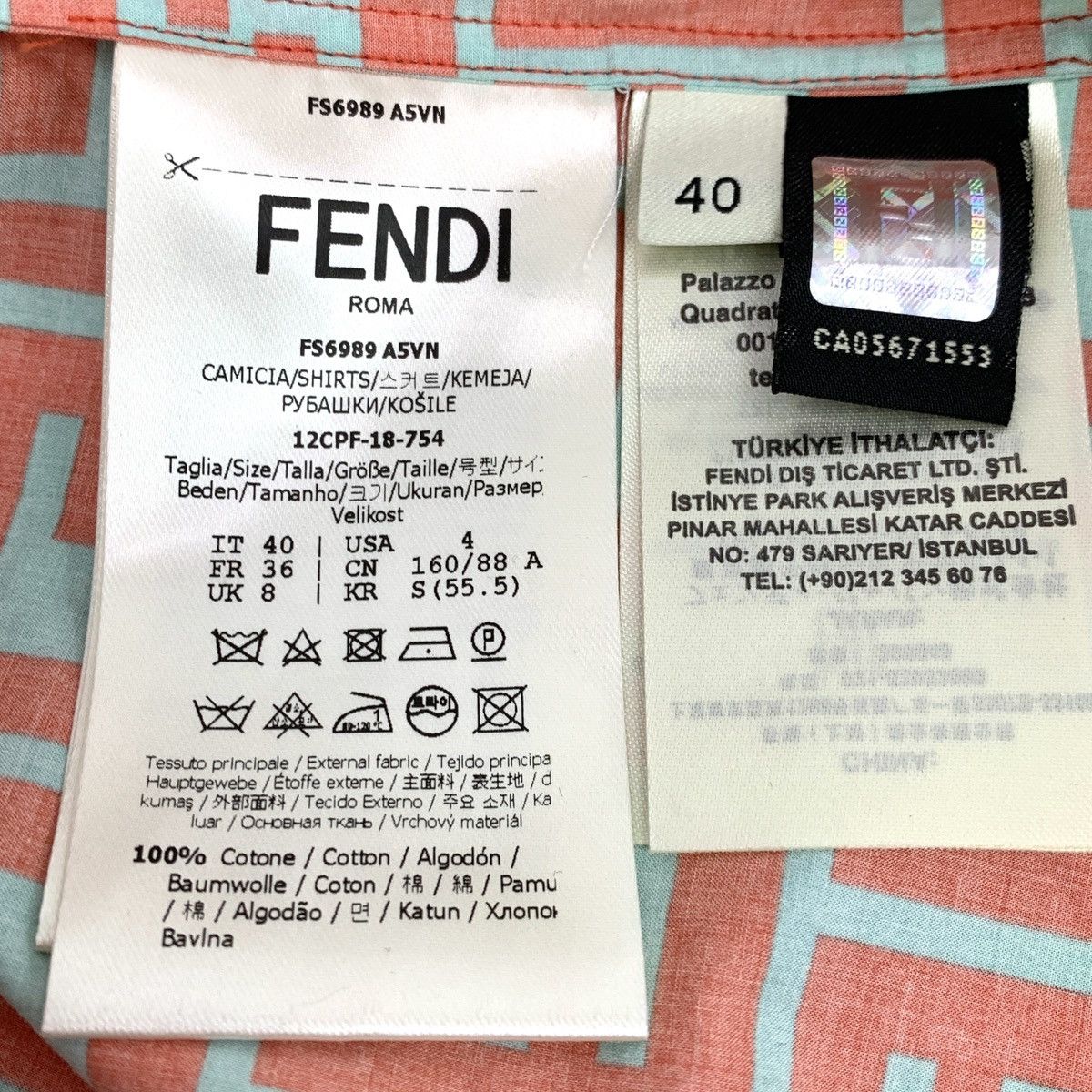 Fendi Fendi All Over Logo Printed Short Sleeve Shirt K26WX Size M / US 6-8 / IT 42-44 - 6 Thumbnail