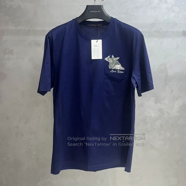 Louis Vuitton Louis Vuitton Blue Solid Graphic Printed Crew Neck Short S Size US XL / EU 56 / 4 - 1 Thumbnail
