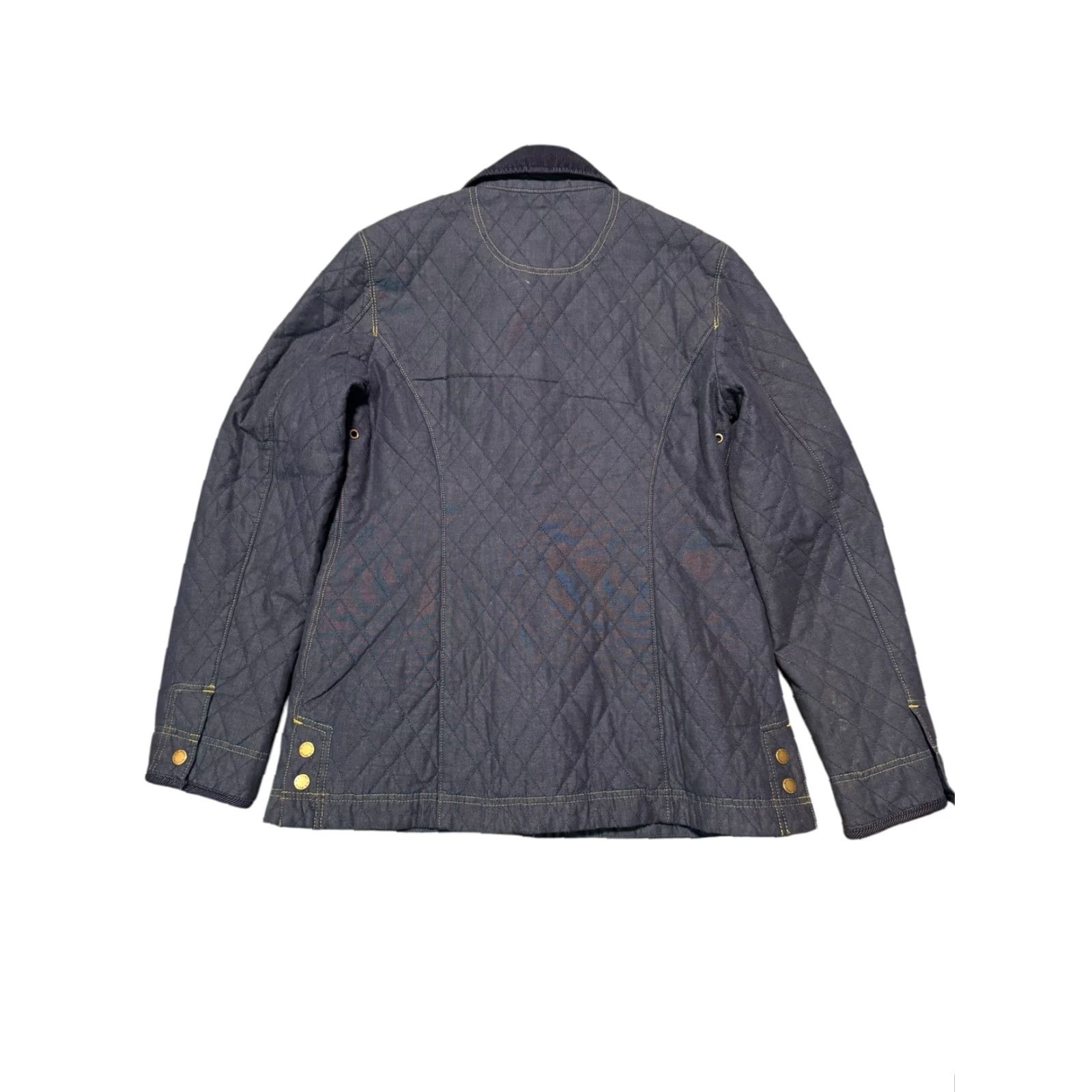 Vintage L.L.Bean Women's Navy Quilted Cotton Pocket Snap Button Zip Barn Jacket Coat Med Size M / US 6-8 / IT 42-44 - 7 Thumbnail