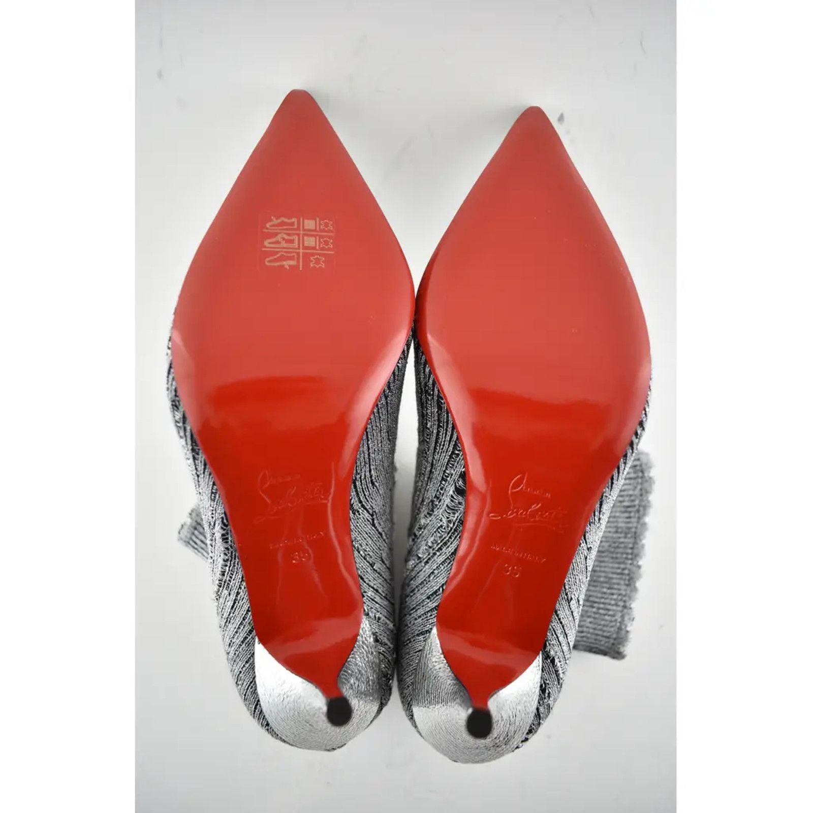 Christian Louboutin Christian Louboutin Sandrine 80 Silver Stretch Sock Kitten Size US 5 / IT 35 - 11 Thumbnail