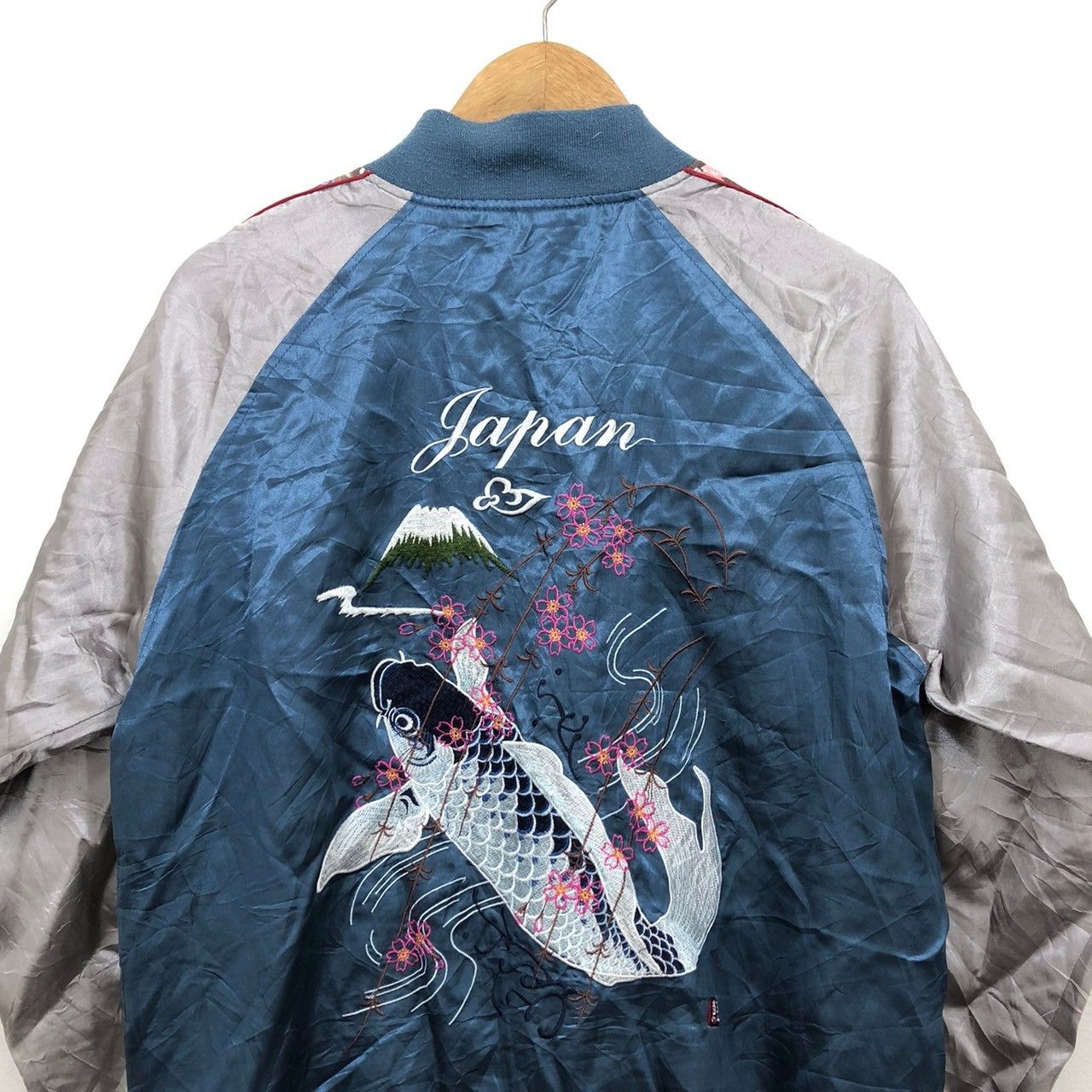 image of Sukajan Souvenir Jacket x Vintage Japanese Traditional Sukajan Jacket Br in Blue, Men's (Size Small