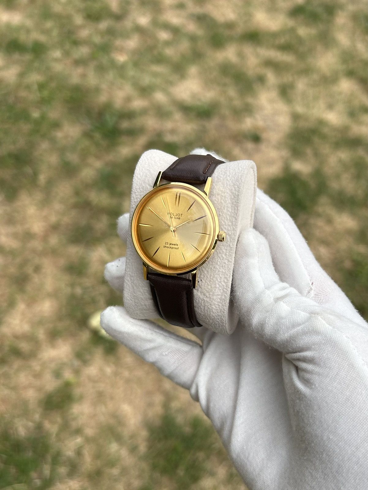 Vintage Vintage Watch Poljot De Luxe Gold USSR Mechanical 1980s Size ONE SIZE - 5 Thumbnail