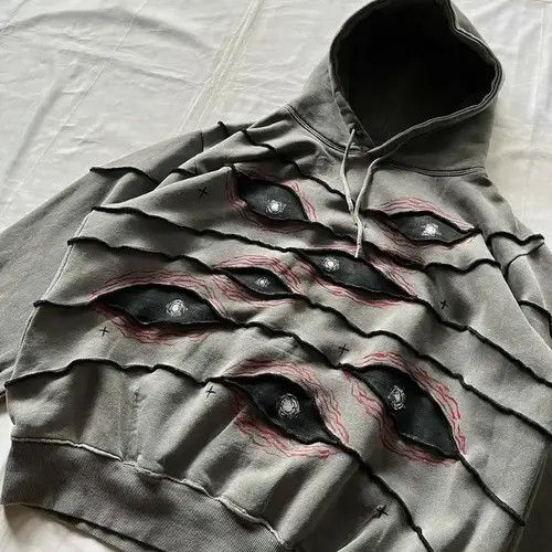 VIBE Hip Hop Street Retro Eyes Loose Hooded Sweatshirt Size US XL / EU 56 / 4 - 4 Thumbnail