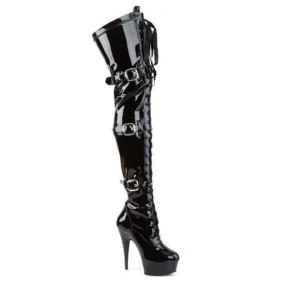 Other Delight 3028 Triple Buckle Thigh High Platform Torment Boot Size US 7 / IT 37 - 5 Thumbnail