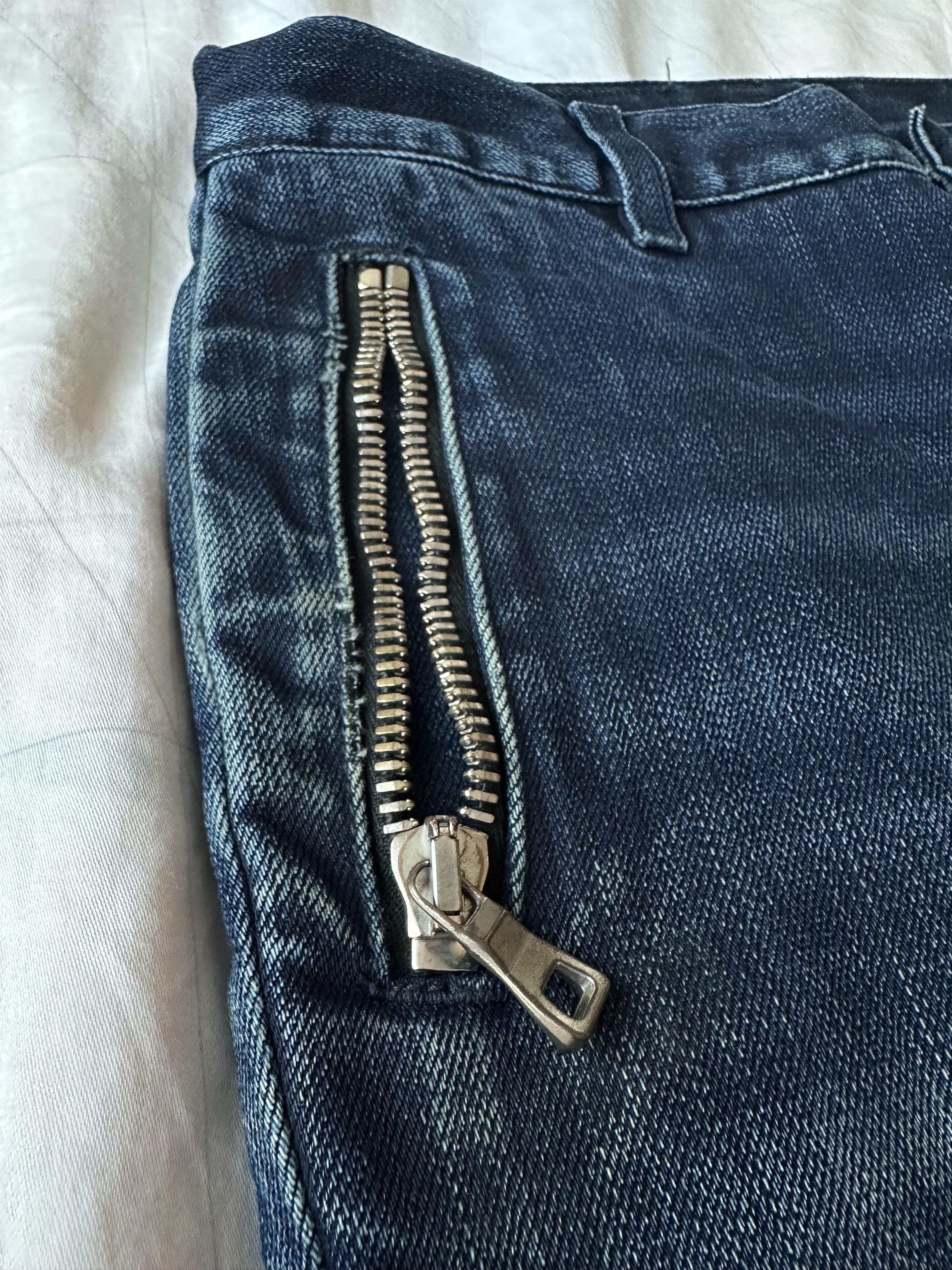 Balmain SS17 Balmain Navy Washed Biker Denim Oilver Roustreing Era Size US 31 - 4 Thumbnail
