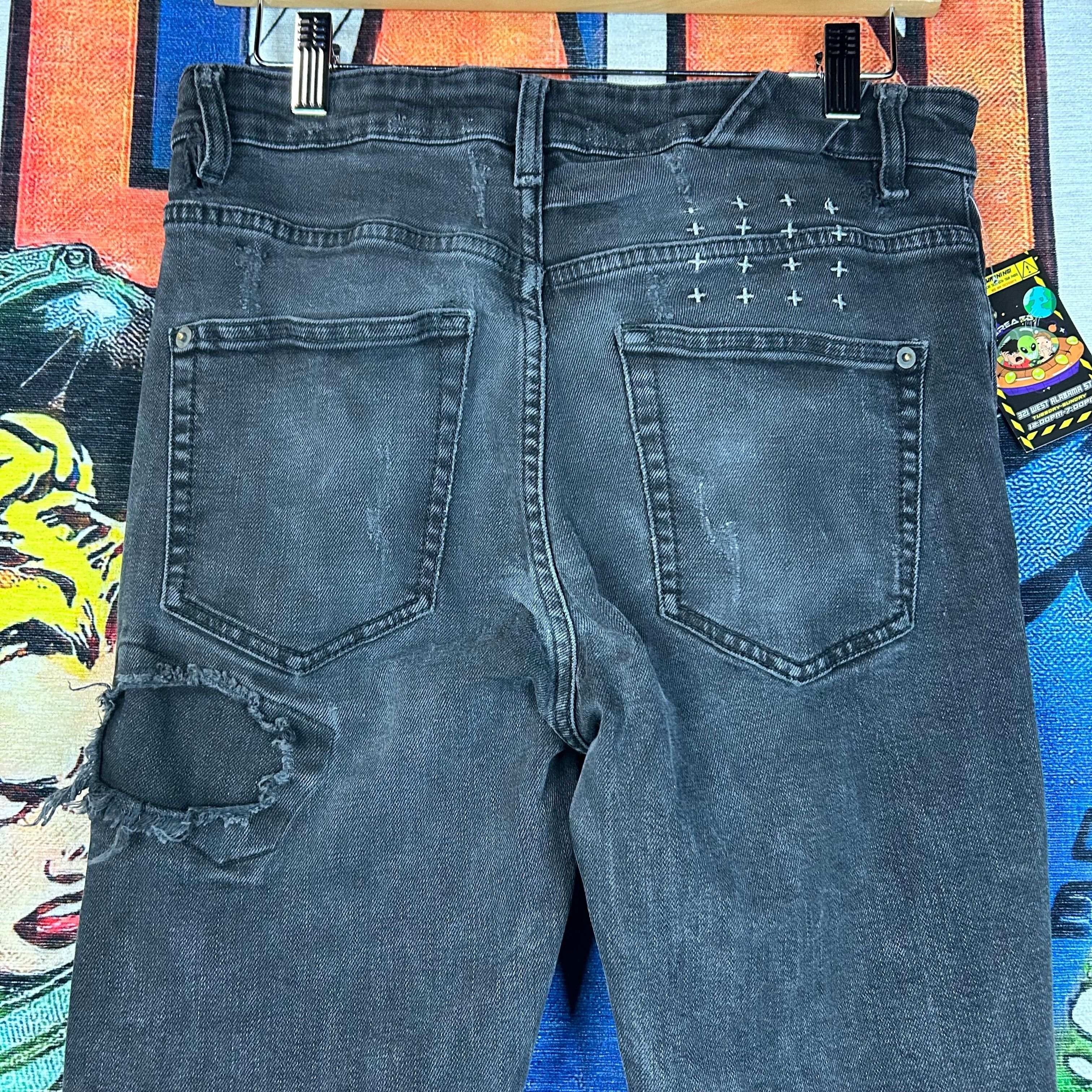 Ksubi Ksubi Jeans KM82 Stretch Faded Black button Fly Distressed Size US 34 / EU 50 - 6 Thumbnail
