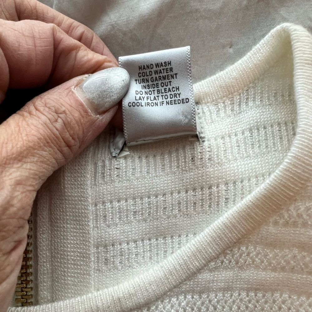 Other Cache White Ribbed Sheath Midi Dress | Textured Knit Size M / US 6-8 / IT 42-44 - 9 Thumbnail