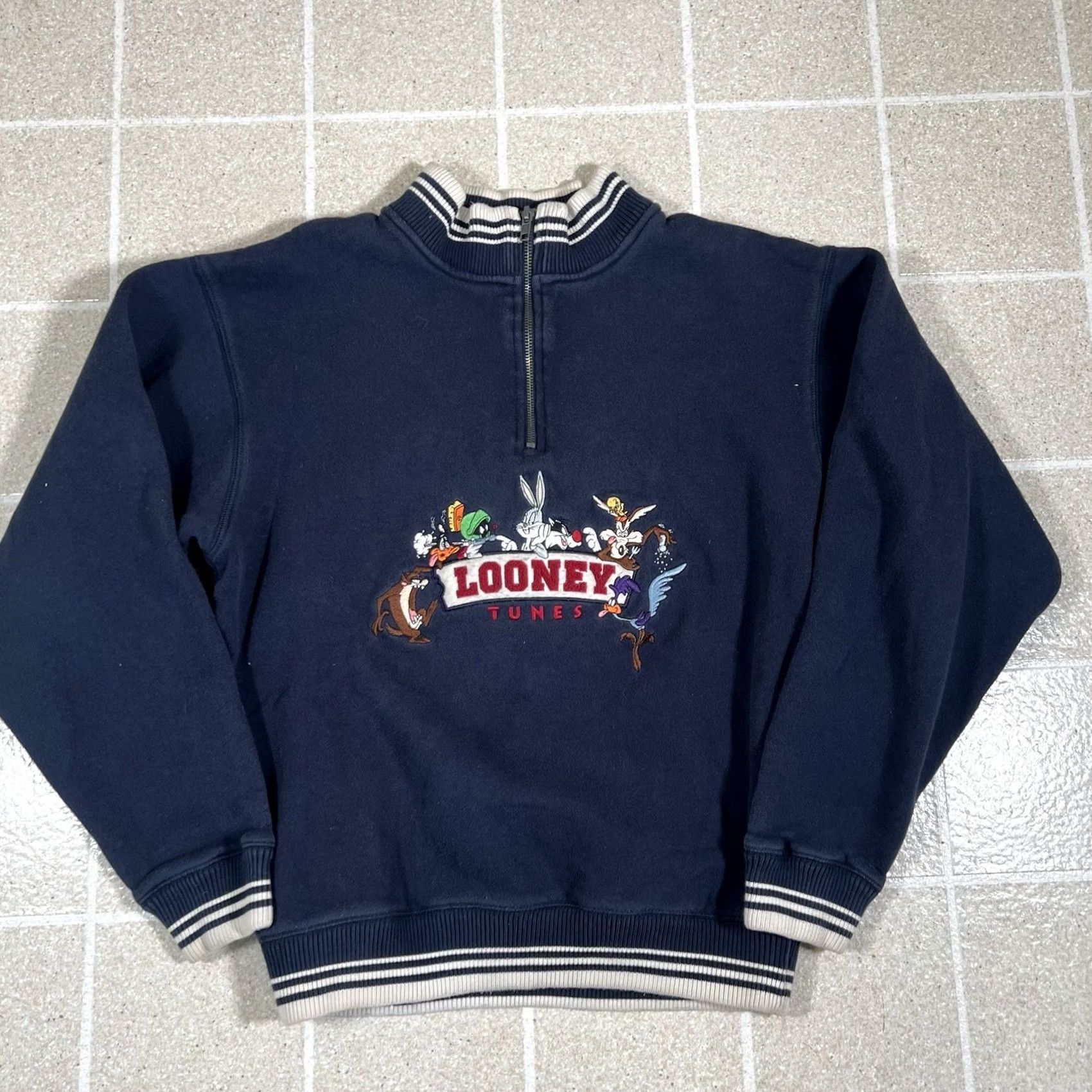 Vintage VINTAGE Warner Bros Sweatshirt Pullover XS Unisex Adults Blue Pullover Sweatshirt 20x23 1/4 Zip 1/4 quarter zip Looney Tunes Size XS / US 0-2 / IT 36-38 - 2 Thumbnail