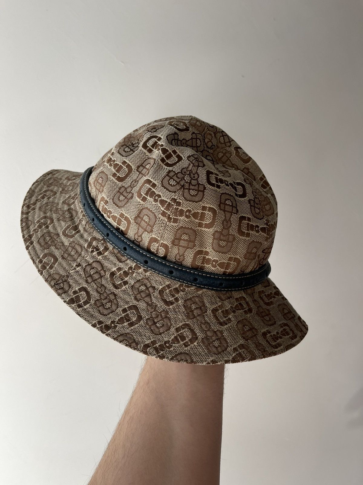 Gucci Gucci Vintage Horsebit Monogram Bucket Hat Canvas Brown Size ONE SIZE - 4 Thumbnail