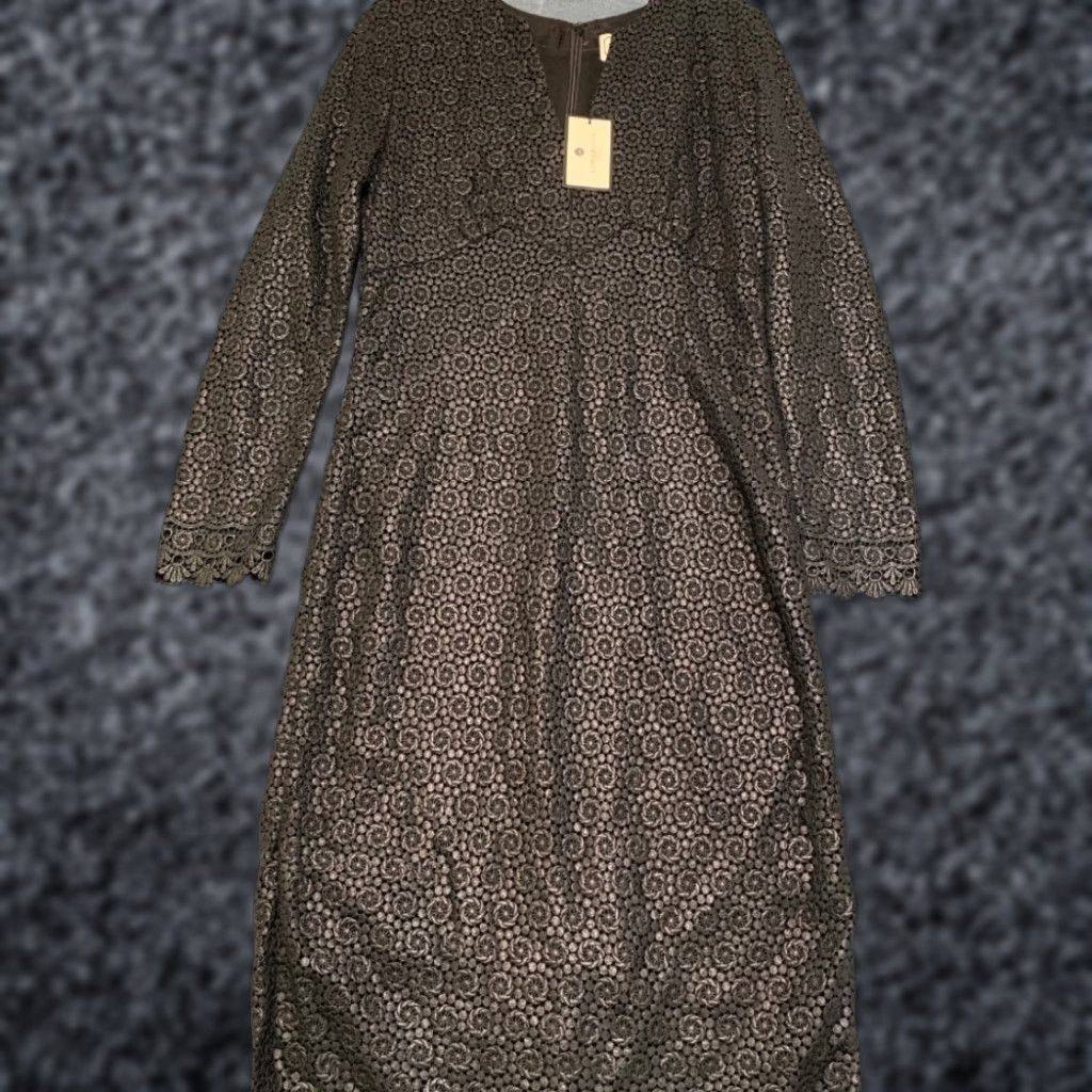 By Malene Birger Elizabeth Deepta Maxi Dress Womens 40 Black Lace Floral Cotton