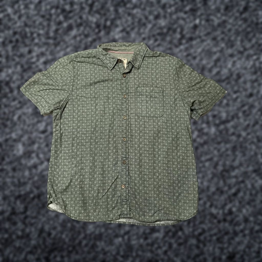 FatFace Fat Face Shirt Mens XL Green Geometric Short Sleeve Button Front Cotton Casual Size US XL / EU 56 / 4 - 1 Thumbnail