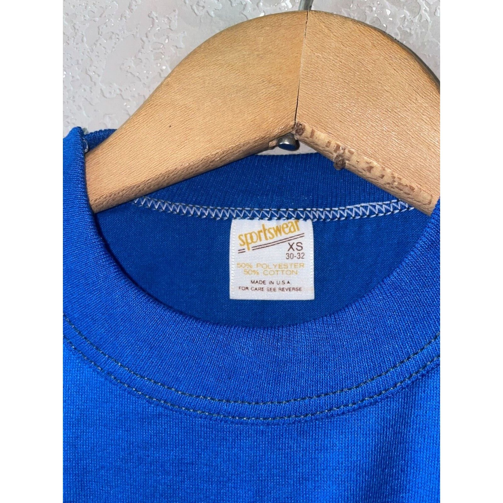 Vintage 1980s Vintage Sportswear Blue Blank Crop Top XS X-Small Size XS / US 0-2 / IT 36-38 - 6 Thumbnail
