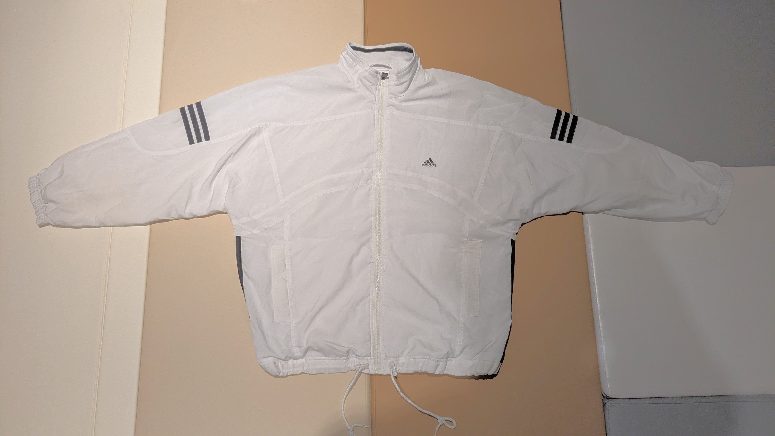 Adidas × Vintage Vintage adidas Y2K Nylon White Jacket Size US L / EU 52-54 / 3 - 1 Thumbnail