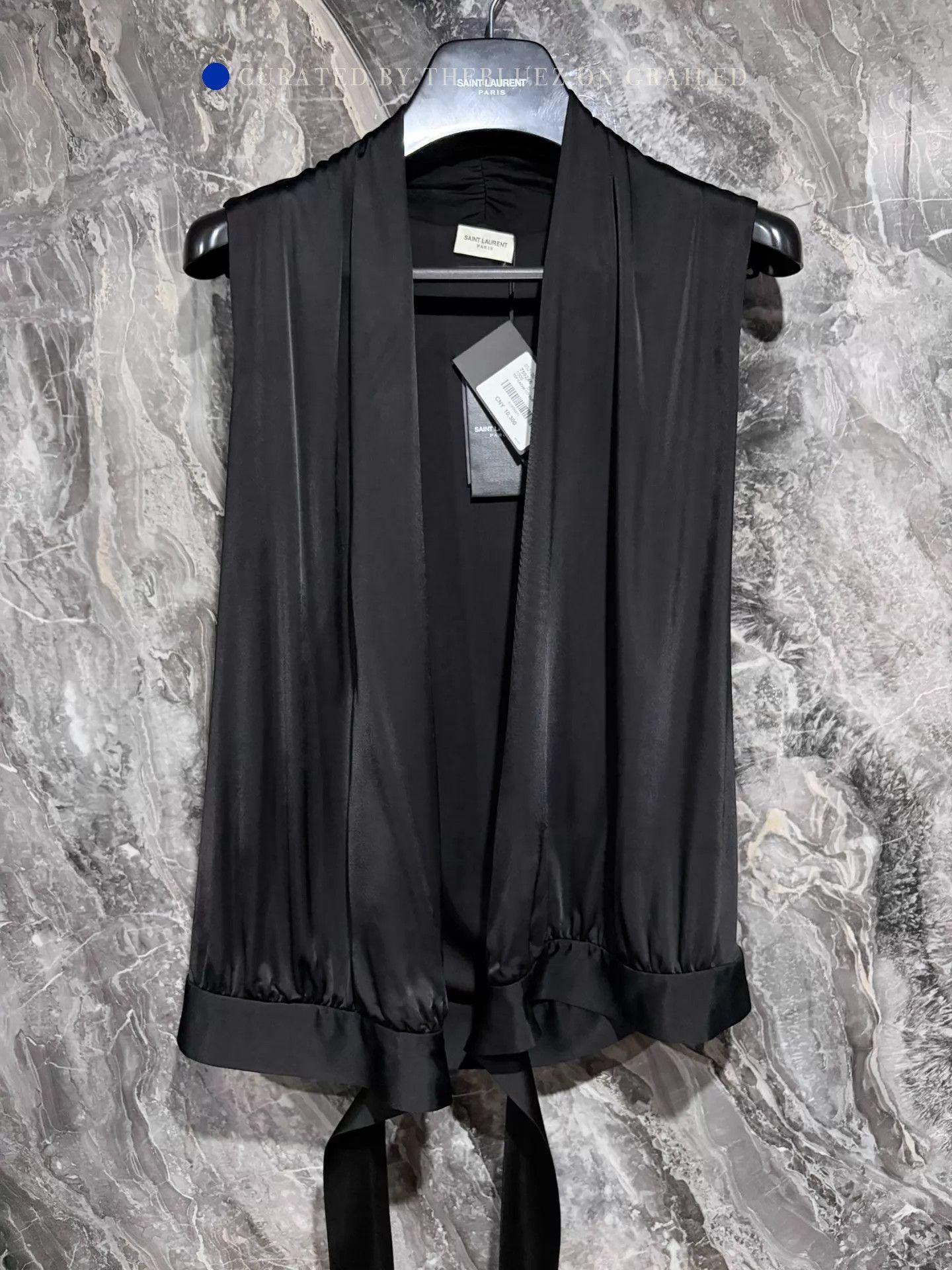 Saint Laurent Paris Satin Tie Vest in Black Size US S / EU 44-46 / 1 - 1 Thumbnail