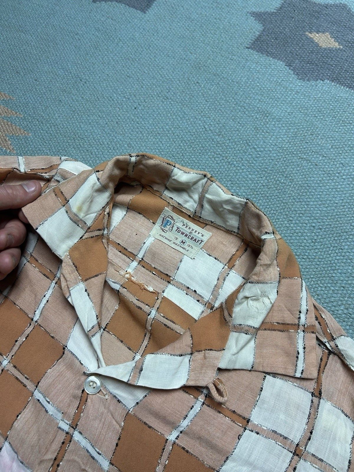 Vintage Vtg 50s Penney’s towncraft button shirt loop collar rayon M Size US M / EU 48-50 / 2 - 11 Thumbnail