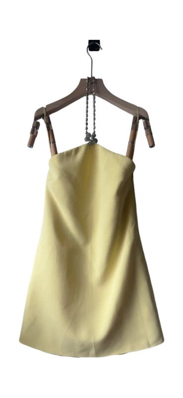 Miu Miu Miu Miu Sleeveless Lemon Yellow Midi Dress 0089 Size S / US 4 / IT 40 - 1 Thumbnail