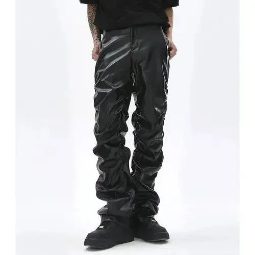 Other Loose Ruched Casual PU Leather Pant Size US 32 / EU 48 - 2 Thumbnail