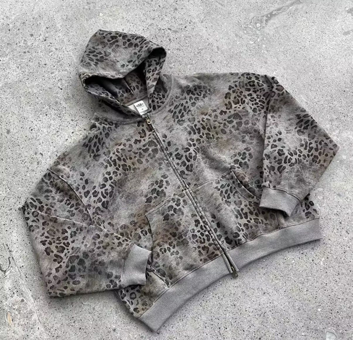 Other Leopard Streetwear Grey Zip Loose Hoodie Size US L / EU 52-54 / 3 - 5 Thumbnail
