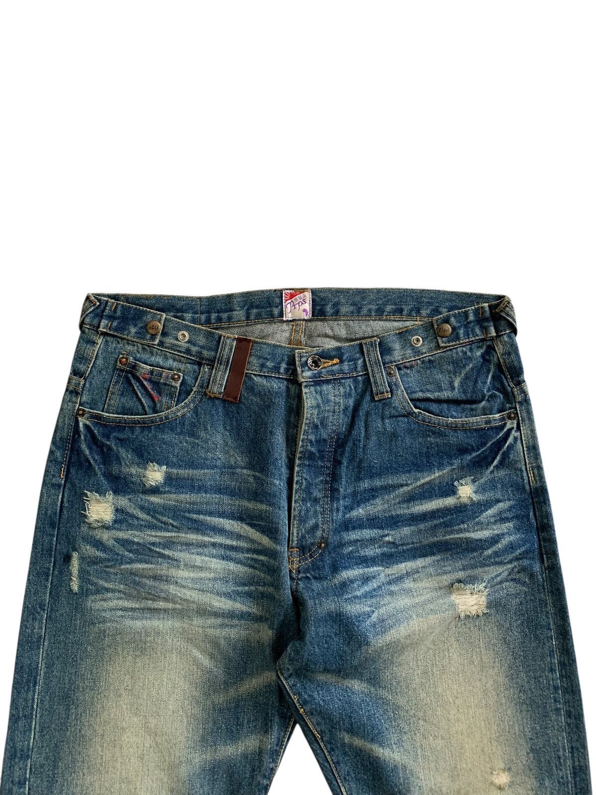 Japanese Brand PRPS Newyork Distressed Crazy Faded Curved Denim Size US 34 / EU 50 - 5 Thumbnail