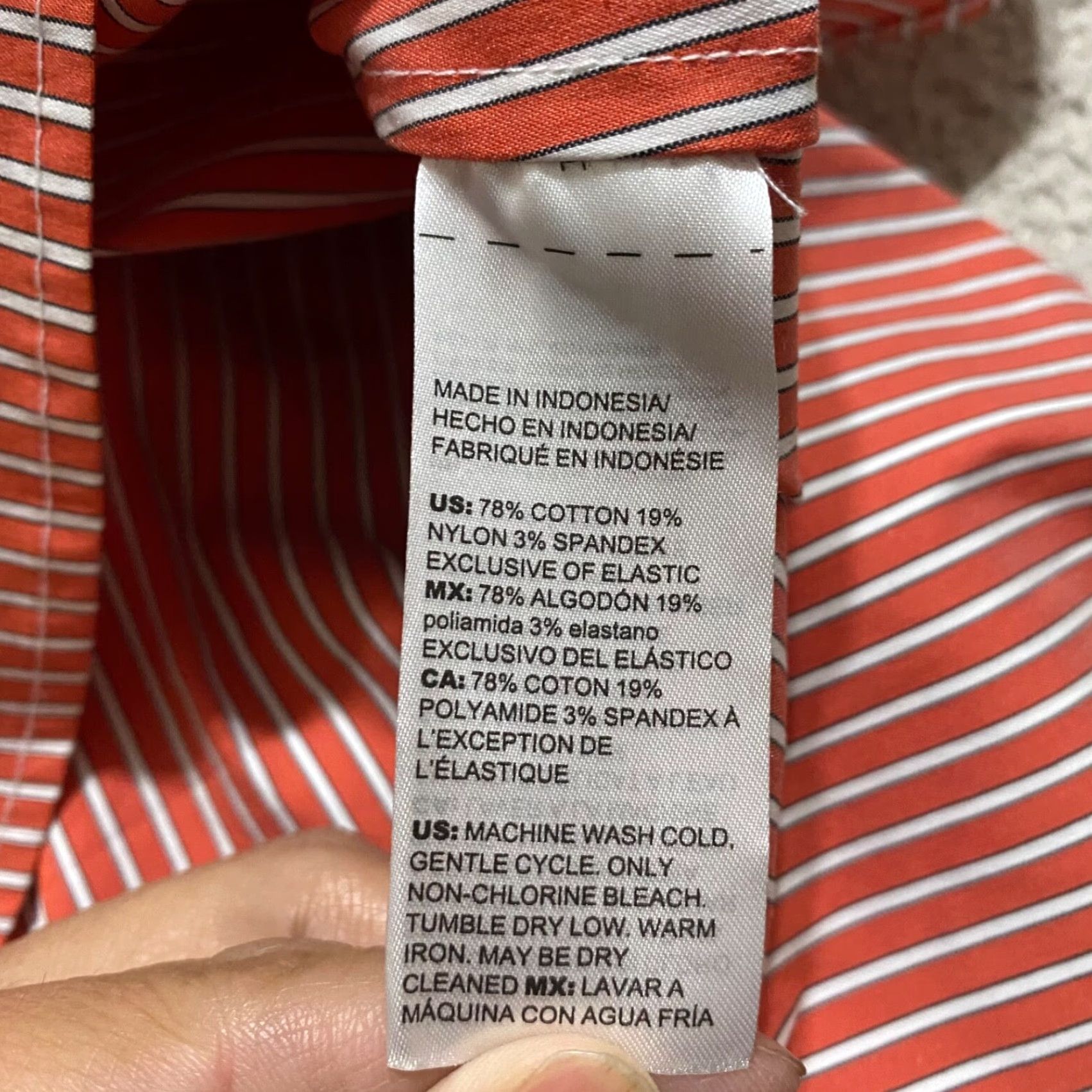Vintage Chico's Womens Shirt Orange Striped 3/4 Sleeve Off the Shoulder Smocked L Size L / US 10 / IT 46 - 6 Thumbnail