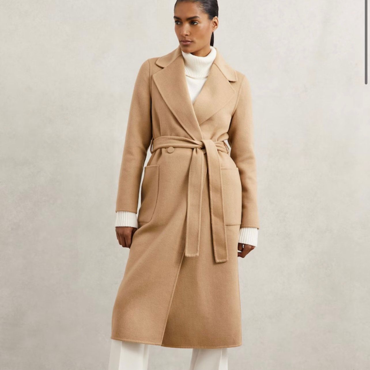 Reiss Reiss Lucia Double-Breasted Wool-Blend Coat in Camel Size XL / US 12-14 / IT 48-50 - 13 Thumbnail