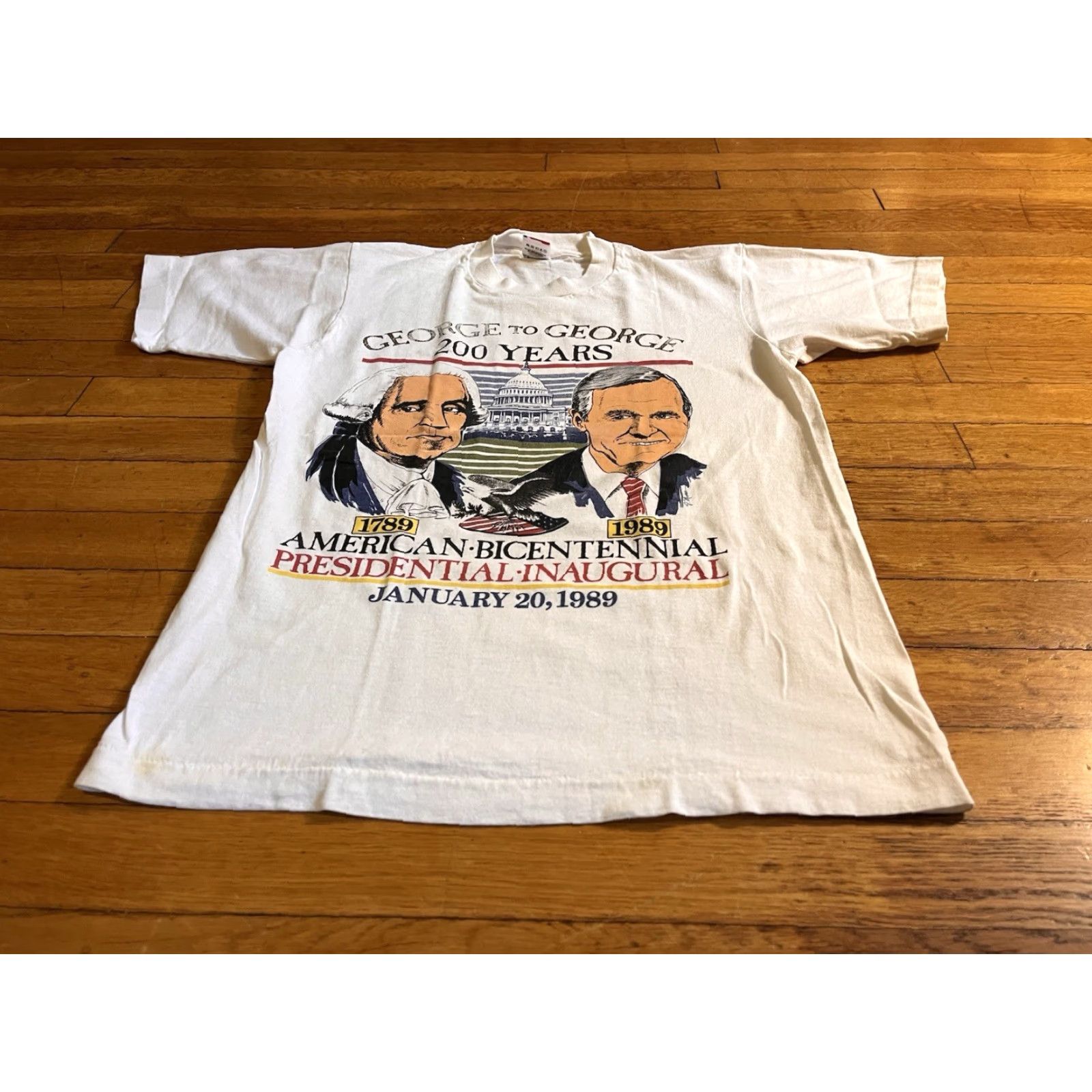 Fruit Of The Loom VINTAGE George Washington George Bush Inaugural 1989 Shirt M Single Stitch 80s Size US M / EU 48-50 / 2 - 2 Thumbnail