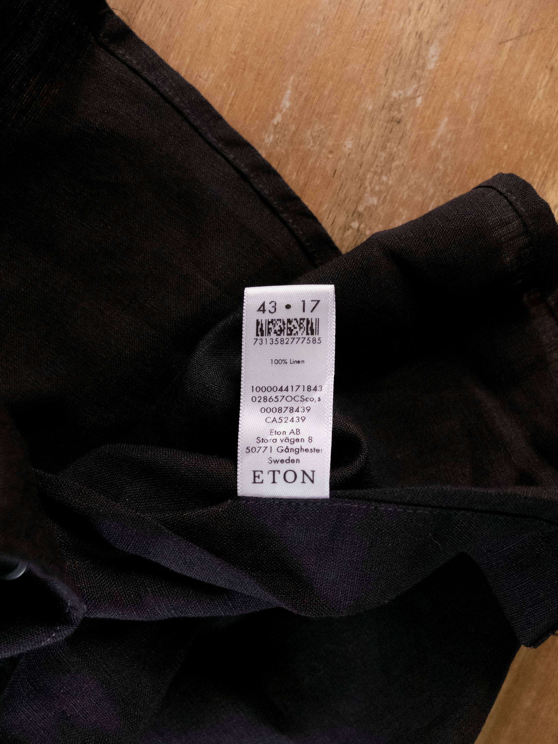 Eton ETON of Sweden contemporary fit black linen shirt 43 XL Size US XL / EU 56 / 4 - 7 Thumbnail