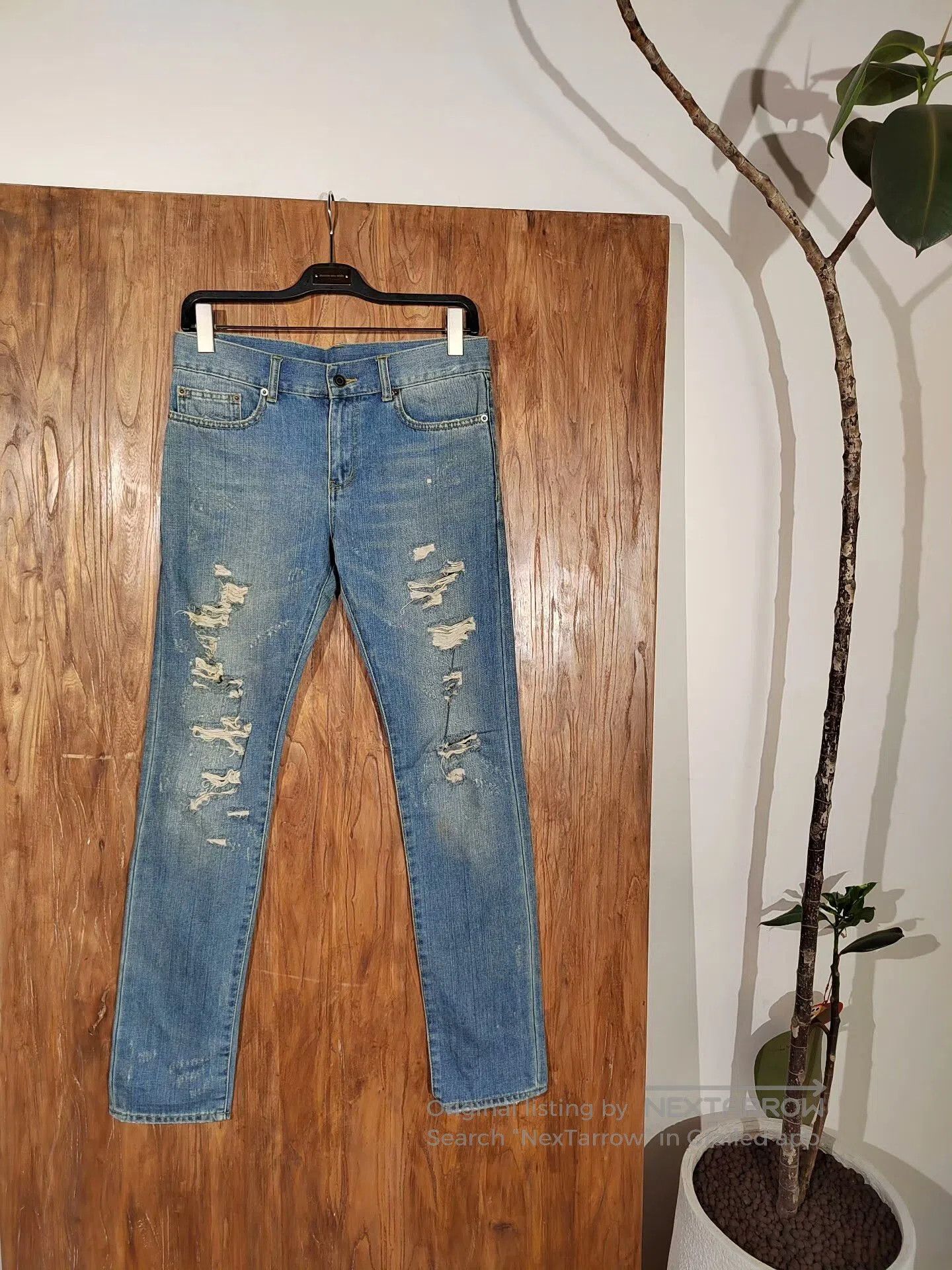Saint Laurent Paris Saint Laurent Distressed Denim Jeans. Size US 30 / EU 46 - 1 Thumbnail
