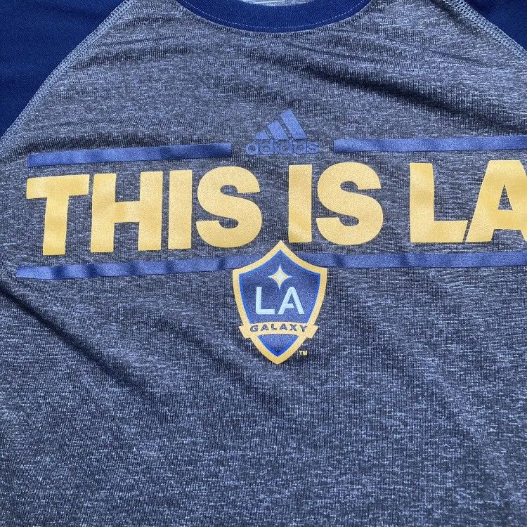 Adidas Adidas LA Galaxy MLS Soccer Athletic T Shirt Gray/Navy Blue Size US S / EU 44-46 / 1 - 2 Thumbnail