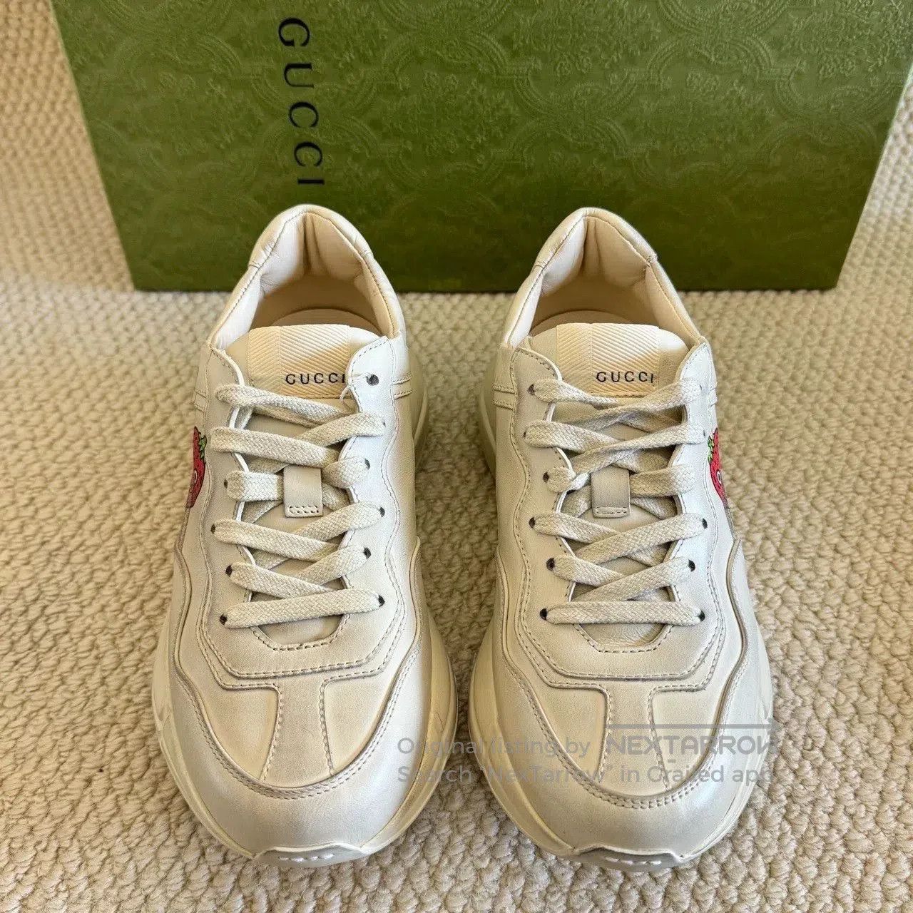 Gucci gucci rhyton sneakers with strawberry print. Size US 5.5 / IT 35.5 - 2 Thumbnail