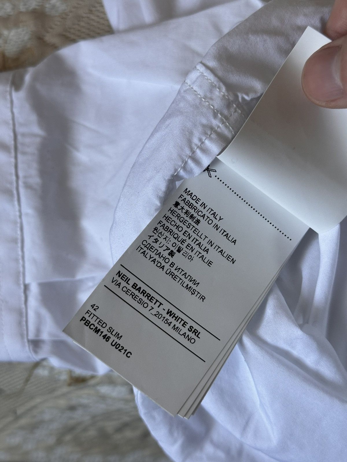 Neil Barrett 🔥 Neil Barrett Contrast Detail Striped Button Up Slim Shirt Size US L / EU 52-54 / 3 - 6 Thumbnail