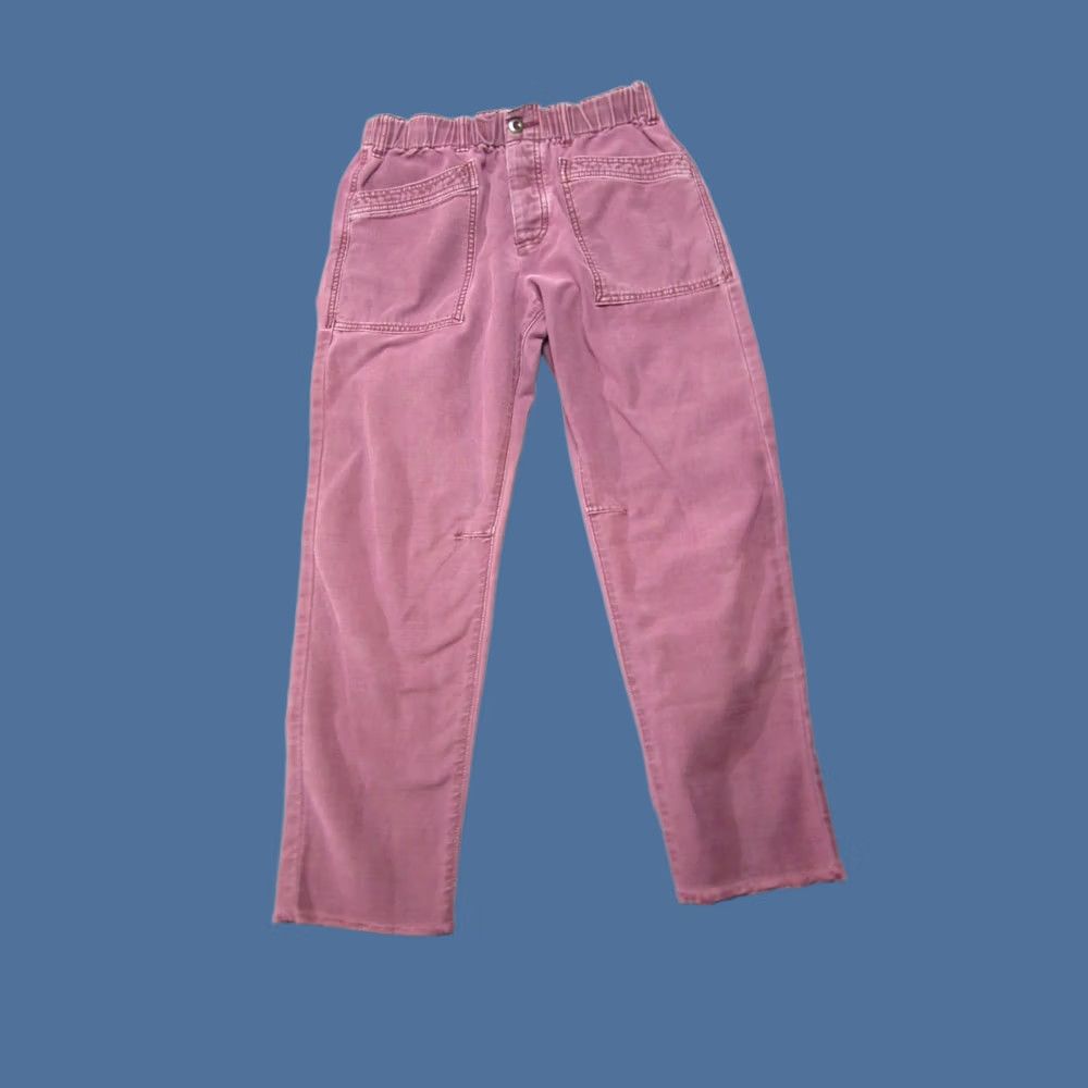 Free People Free People Pants Womens XS Purple Elastic Waist Straight Leg Frayed Hem Size 26" / US 2 / IT 38 - 1 Thumbnail