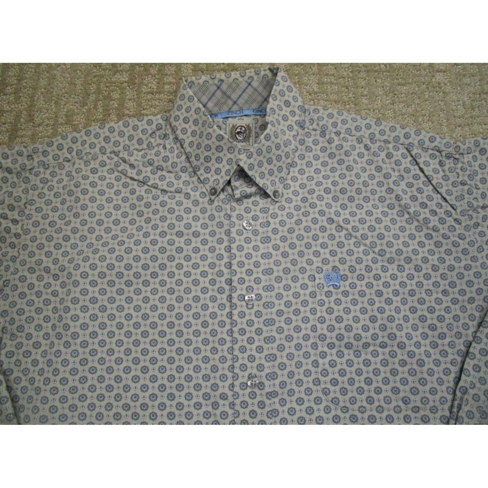 Vintage Cinch Shirt Men M Gray Geometric Western Long Sleeve Button Up Cowboy Size US M / EU 48-50 / 2 - 2 Thumbnail